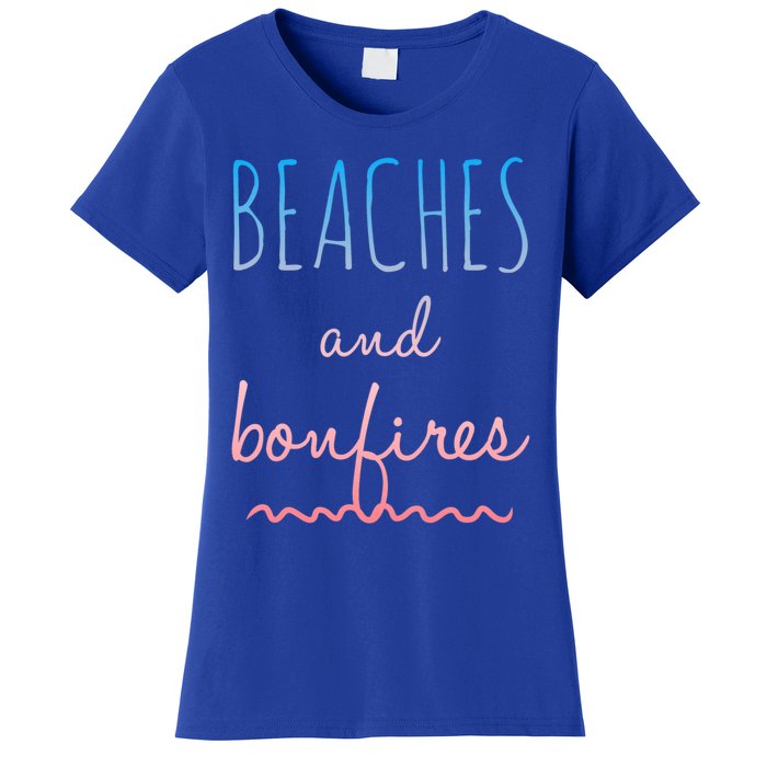 Summer Beaches Bonfires Love Saying Vacation Cute Ombre Pink Gift Women's T-Shirt