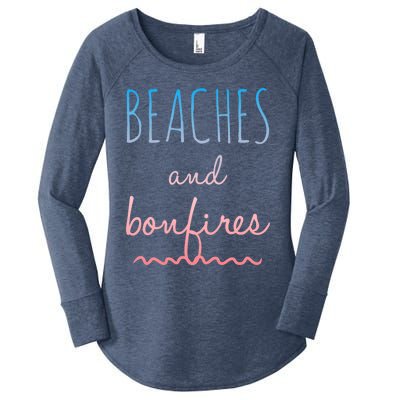 Summer Beaches Bonfires Love Saying Vacation Cute Ombre Pink Gift Women's Perfect Tri Tunic Long Sleeve Shirt