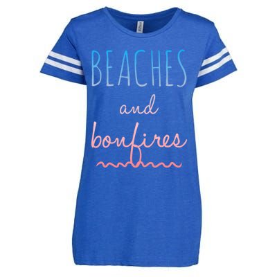 Summer Beaches Bonfires Love Saying Vacation Cute Ombre Pink Gift Enza Ladies Jersey Football T-Shirt