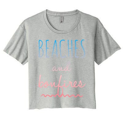 Summer Beaches Bonfires Love Saying Vacation Cute Ombre Pink Gift Women's Crop Top Tee