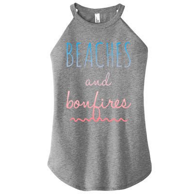 Summer Beaches Bonfires Love Saying Vacation Cute Ombre Pink Gift Women’s Perfect Tri Rocker Tank