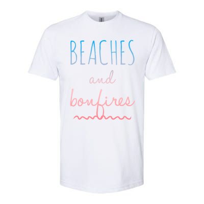 Summer Beaches Bonfires Love Saying Vacation Cute Ombre Pink Gift Softstyle® CVC T-Shirt