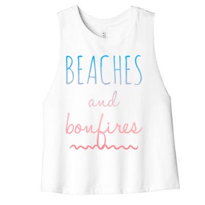 Summer Beaches Bonfires Love Saying Vacation Cute Ombre Pink Gift Women's Racerback Cropped Tank