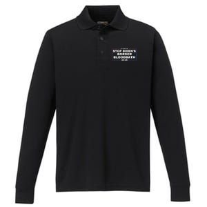 Stop BidenS Border Bloodbath Saying Trump Performance Long Sleeve Polo