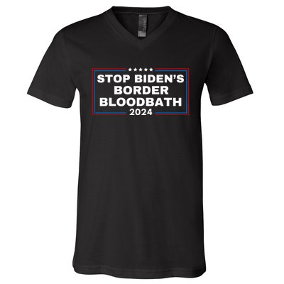 Stop BidenS Border Bloodbath Saying Trump V-Neck T-Shirt