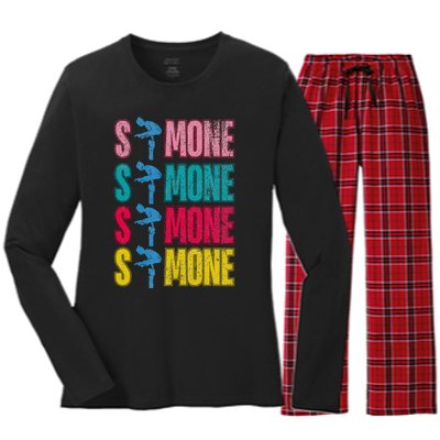 Simone Balance Beam Women's Long Sleeve Flannel Pajama Set 