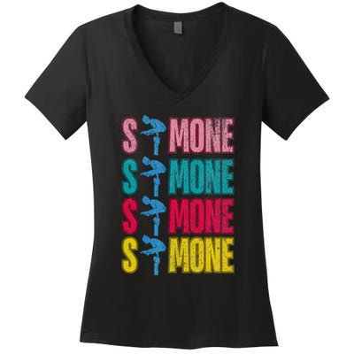Simone Balance Beam Women's V-Neck T-Shirt
