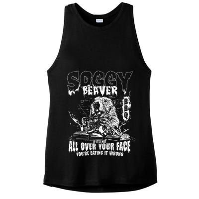 Soggy Beaver Bbq If ItS Not All Over Your Face Ladies PosiCharge Tri-Blend Wicking Tank