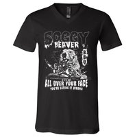 Soggy Beaver Bbq If ItS Not All Over Your Face V-Neck T-Shirt
