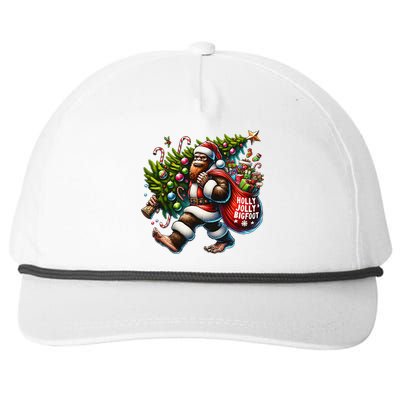 Santa Bigfoot Christmas Tree Lights Funny Sasquatch Believe Snapback Five-Panel Rope Hat