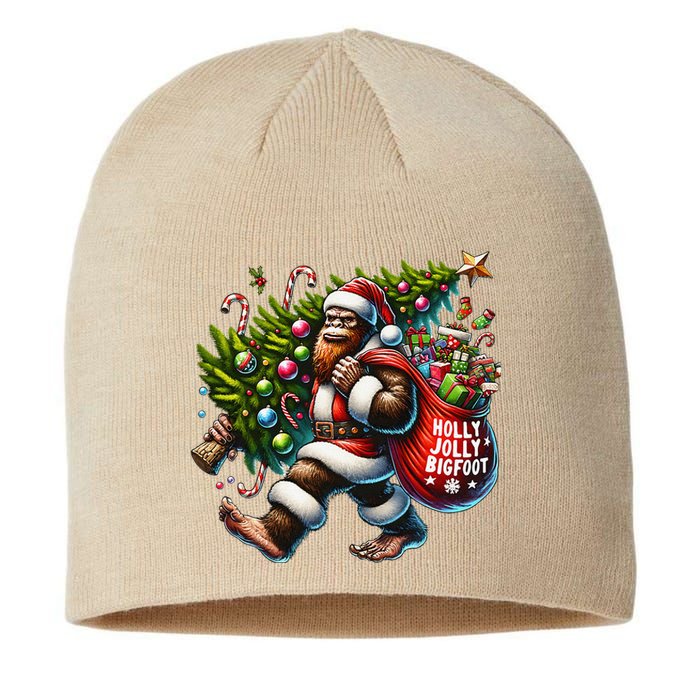 Santa Bigfoot Christmas Tree Lights Funny Sasquatch Believe Sustainable Beanie