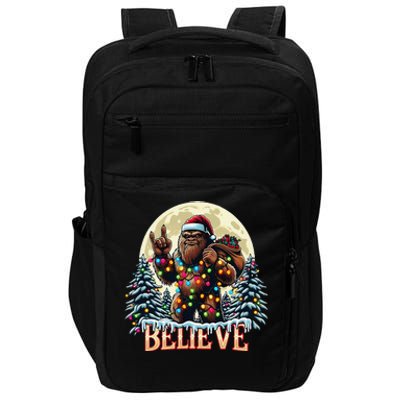 Santa Bigfoot Christmas Lights Funny Sasquatch Believe Xmas Impact Tech Backpack