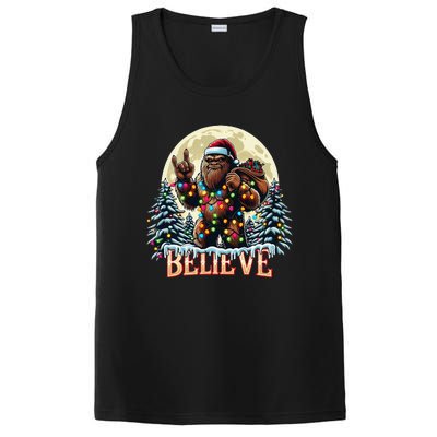 Santa Bigfoot Christmas Lights Funny Sasquatch Believe Xmas PosiCharge Competitor Tank