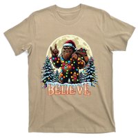 Santa Bigfoot Christmas Lights Funny Sasquatch Believe Xmas T-Shirt