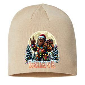 Santa Bigfoot Christmas Lights Funny Sasquatch Believe Xmas Sustainable Beanie