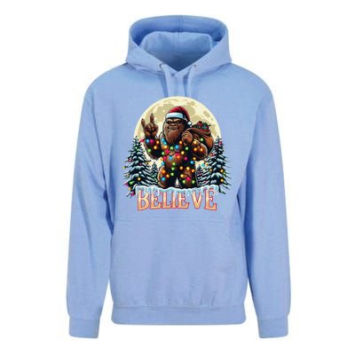 Santa Bigfoot Christmas Lights Funny Sasquatch Believe Xmas Unisex Surf Hoodie