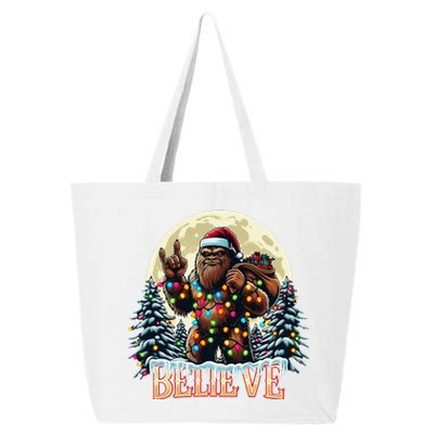 Santa Bigfoot Christmas Lights Funny Sasquatch Believe Xmas 25L Jumbo Tote