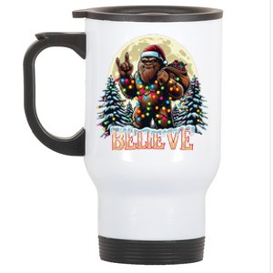 Santa Bigfoot Christmas Lights Funny Sasquatch Believe Xmas Stainless Steel Travel Mug