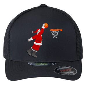 Santa Basketball Christmas Xmas Basketball Dunking Santa Cute Gift Flexfit Unipanel Trucker Cap