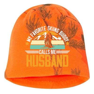 Skiing Buddy Calls Me Husband Ski Snow Skier Sports Graphic Cute Gift Kati - Camo Knit Beanie