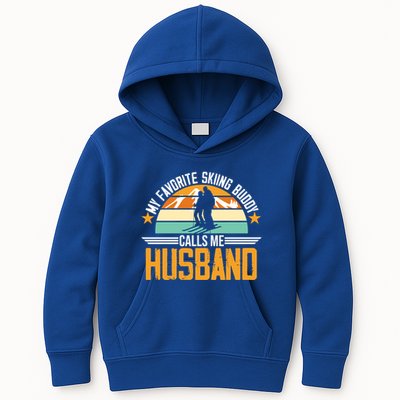 Skiing Buddy Calls Me Husband Ski Snow Skier Sports Graphic Cute Gift Kids Hoodie