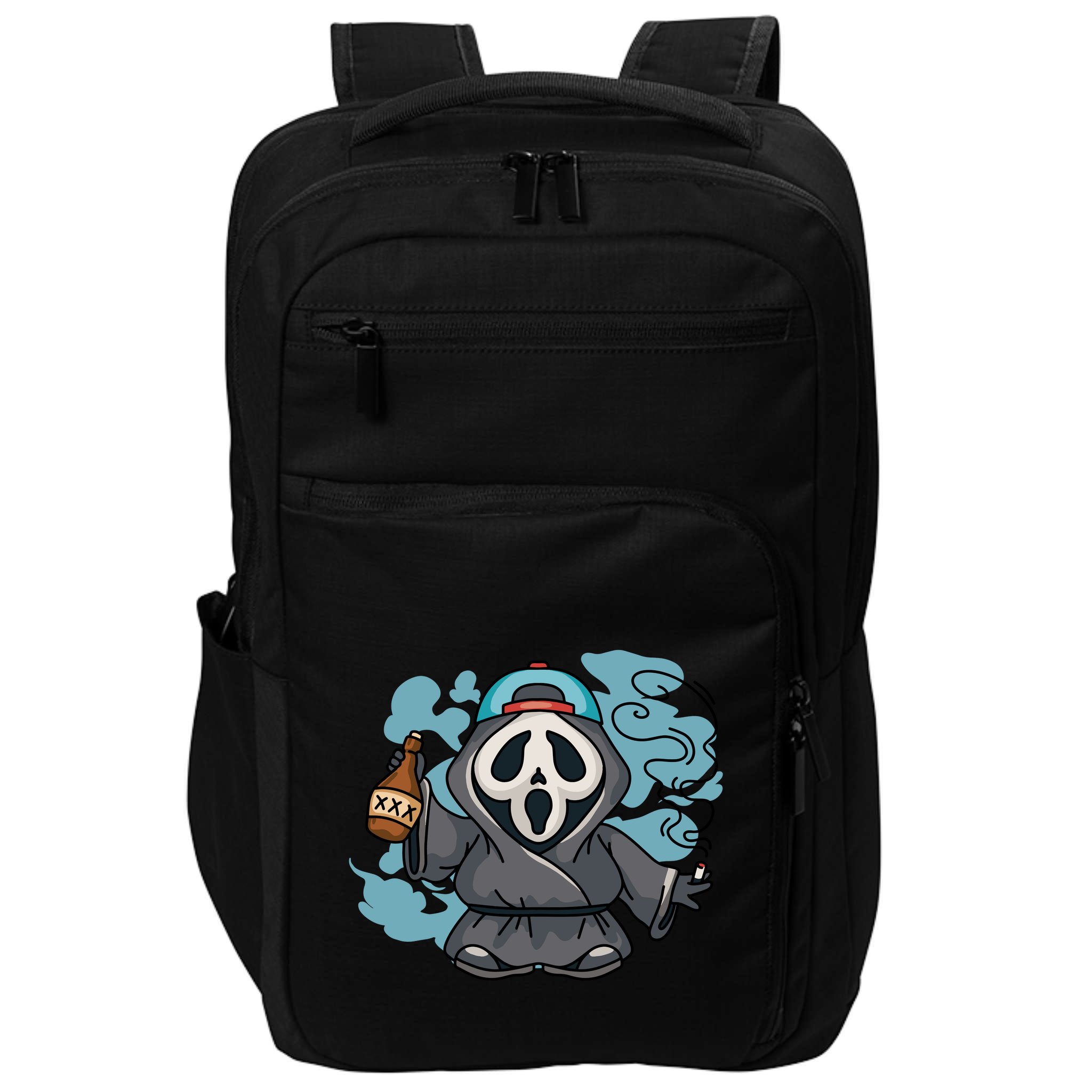 Skeleton Beer Cigar Funny Halloween Impact Tech Backpack