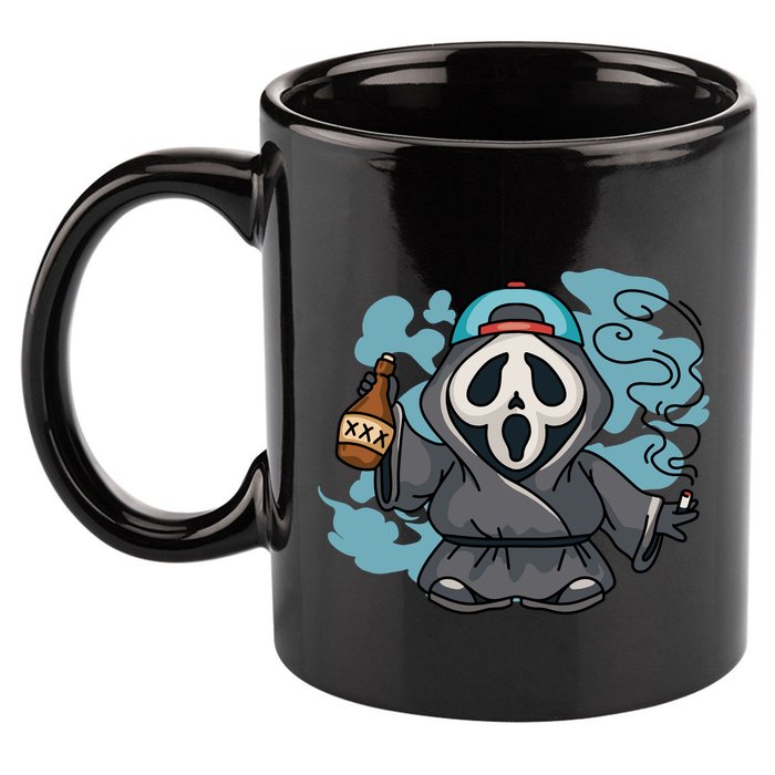 Skeleton Beer Cigar Funny Halloween 11oz C Handle Ceramic Mug