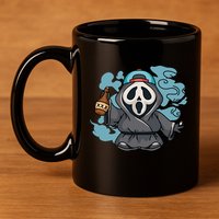 Skeleton Beer Cigar Funny Halloween 11oz C Handle Ceramic Mug