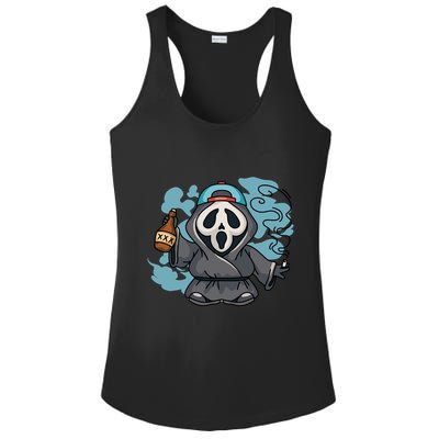 Skeleton Beer Cigar Funny Halloween Ladies PosiCharge Competitor Racerback Tank