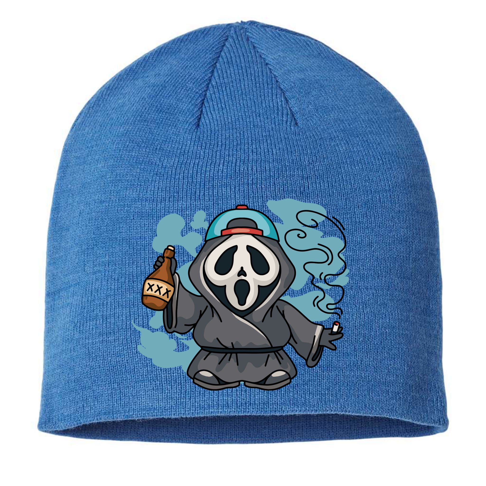 Skeleton Beer Cigar Funny Halloween Sustainable Beanie