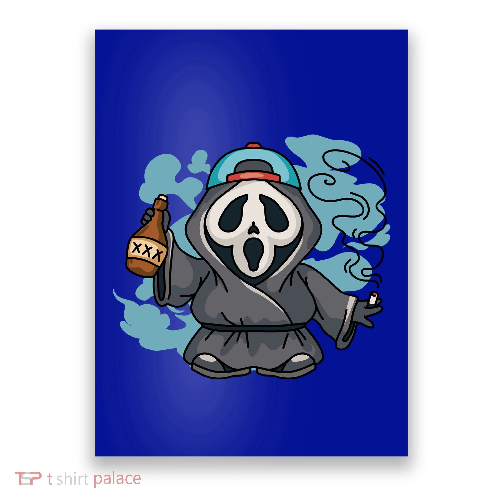 Skeleton Beer Cigar Funny Halloween Poster