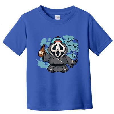 Skeleton Beer Cigar Funny Halloween Toddler T-Shirt