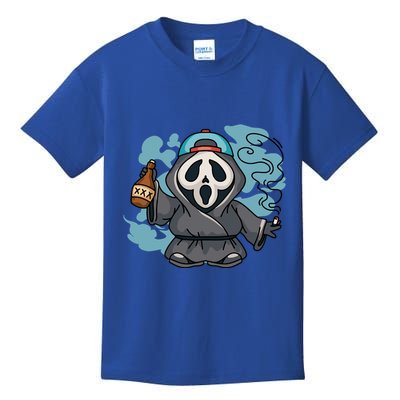 Skeleton Beer Cigar Funny Halloween Kids T-Shirt