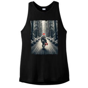 Santa Bigfoot Christmas Sasquatch Believe Ladies PosiCharge Tri-Blend Wicking Tank