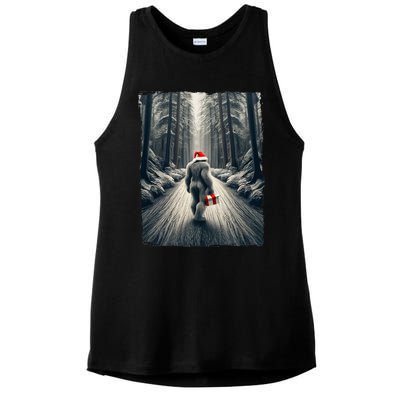 Santa Bigfoot Christmas Sasquatch Believe Ladies PosiCharge Tri-Blend Wicking Tank