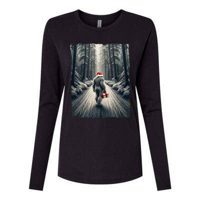 Santa Bigfoot Christmas Sasquatch Believe Womens Cotton Relaxed Long Sleeve T-Shirt