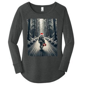 Santa Bigfoot Christmas Sasquatch Believe Women's Perfect Tri Tunic Long Sleeve Shirt