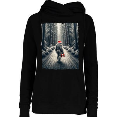 Santa Bigfoot Christmas Sasquatch Believe Womens Funnel Neck Pullover Hood