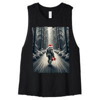 Santa Bigfoot Christmas Sasquatch Believe Women's Racerback Cropped Tank