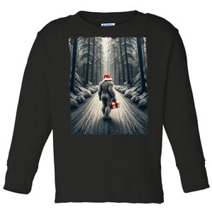 Santa Bigfoot Christmas Sasquatch Believe Toddler Long Sleeve Shirt