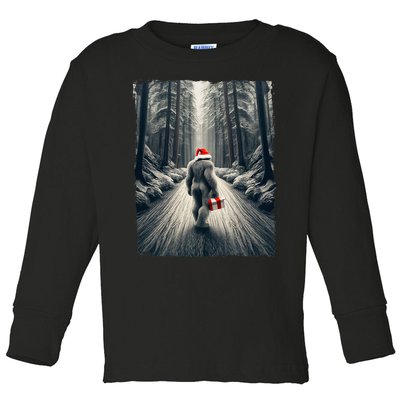 Santa Bigfoot Christmas Sasquatch Believe Toddler Long Sleeve Shirt