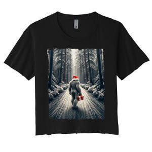 Santa Bigfoot Christmas Sasquatch Believe Women's Crop Top Tee