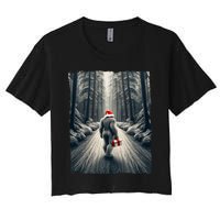 Santa Bigfoot Christmas Sasquatch Believe Women's Crop Top Tee