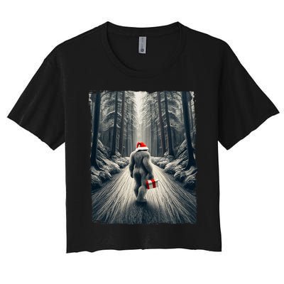 Santa Bigfoot Christmas Sasquatch Believe Women's Crop Top Tee