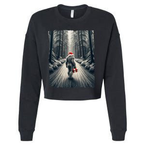 Santa Bigfoot Christmas Sasquatch Believe Cropped Pullover Crew