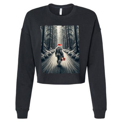 Santa Bigfoot Christmas Sasquatch Believe Cropped Pullover Crew