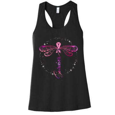 Survivor Breast Cancer Awareness Pink Ribbons Decor Women's Racerback Tank