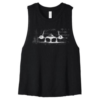 SR71 Blackbird Cold War Recon Plane Women's Racerback Cropped Tank