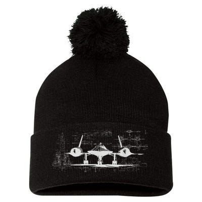 SR71 Blackbird Cold War Recon Plane Pom Pom 12in Knit Beanie