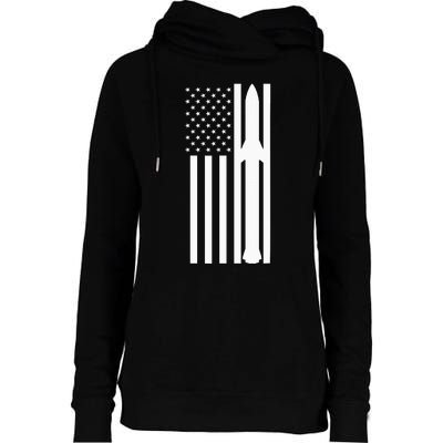 Starship Boca Chica Starbase A American Flag Womens Funnel Neck Pullover Hood